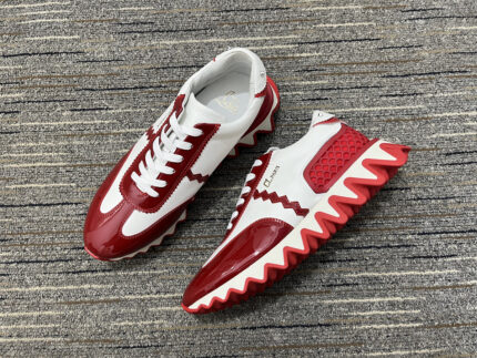 CL Paris Luxury Red & White Sneakers – Bold Wavy Red Sole | Made in Italy